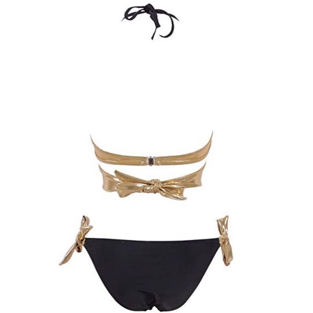 Gold/Black halter push up top bikini - Picture 5 of 7